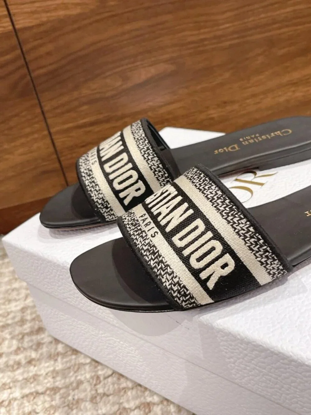Christian Ｄior Dway Slide Sandal Black